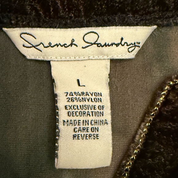 Vintage Green Black Velvet Peasant Blouse Women’s L Embroidery Earthy Grunge - Picture 5 of 8